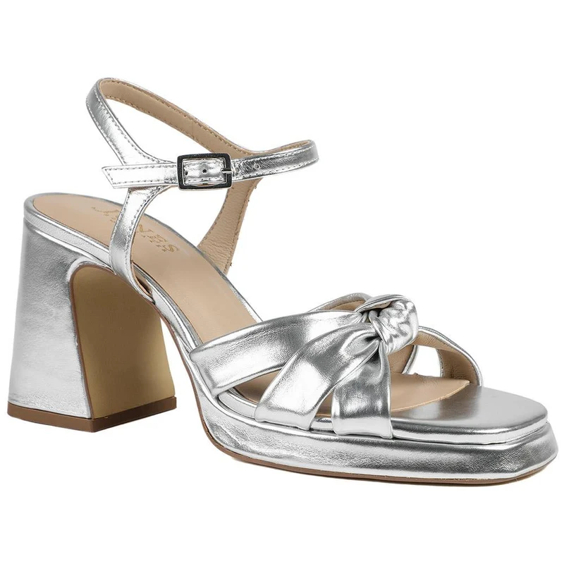 Gloriana Block Heel Leather Buckled Sandals - GLORIANA / 328 979 - Metallic Multi