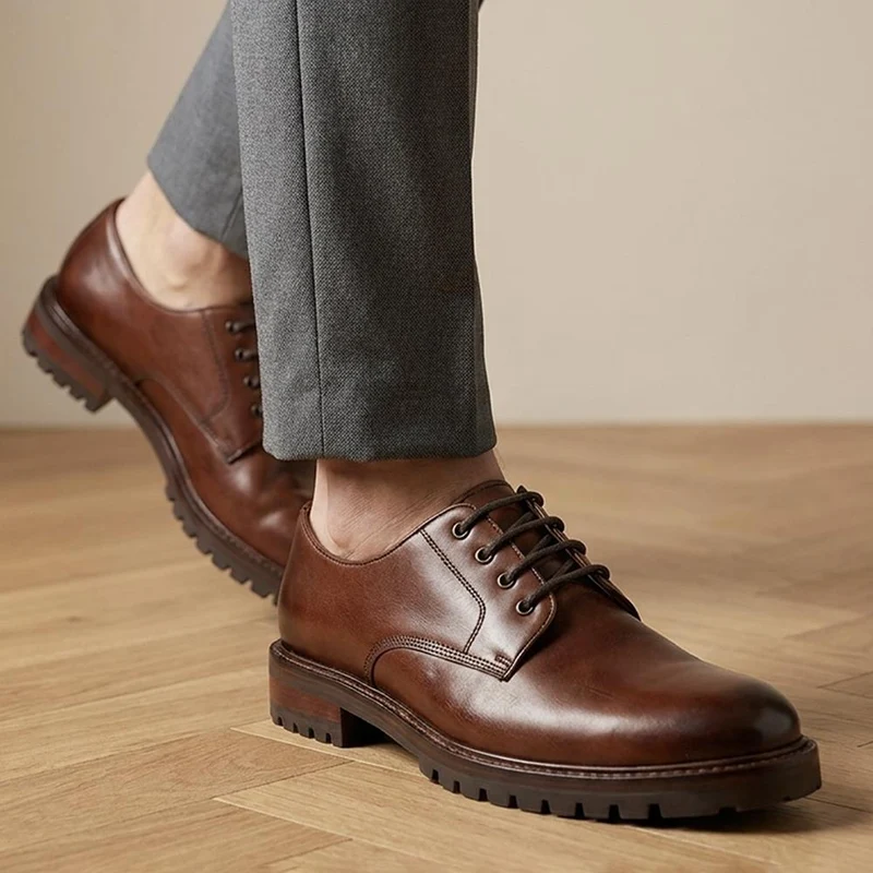Langston Leather Derby Shoes - LANGSTON / 329 946 - Chestnut