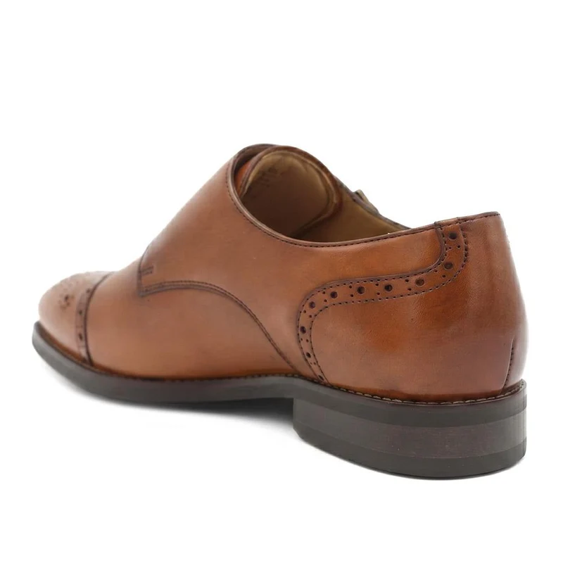 Nation Leather Dual Strap Monk Shoes - NATION / 329 976 - Tan Leather