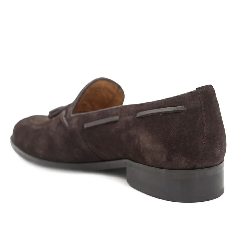 Rolando Leather Tassel Loafers - ROLANDO / 329 985 - Dark Brown Suede