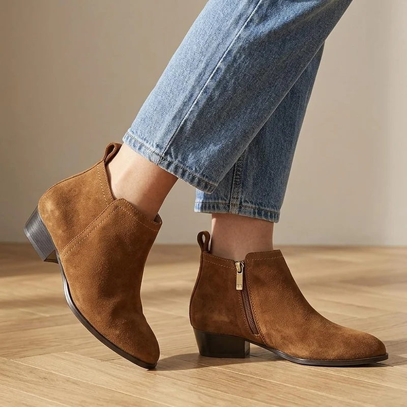 Floralie Leather Cushioned Ankle Boots - FLORALIE / 329 919 - Cognac