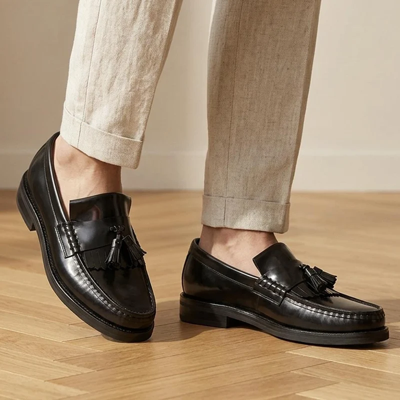Quavon Leather Tasselled Loafers - QUAVON / 329 972 - Black Polished