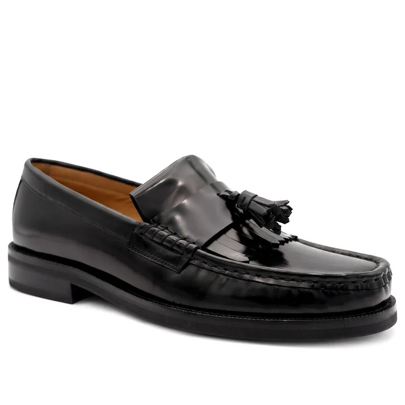 Quavon Leather Tasselled Loafers - QUAVON / 329 972 - Black Polished