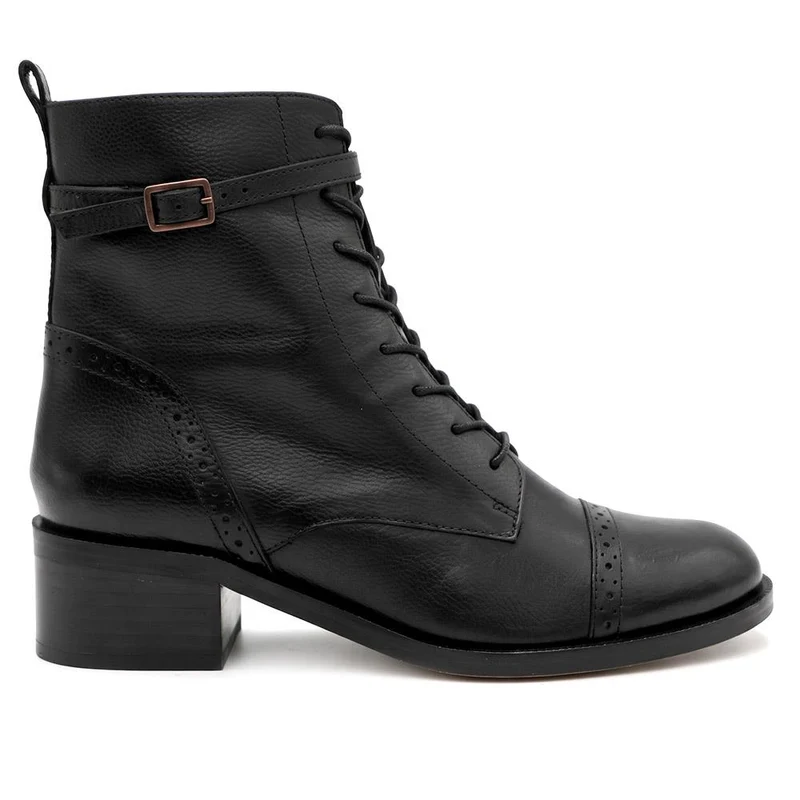 Madie Wide Fit Heeled Leather Ankle Boots - MADIEWIDE / 329 774