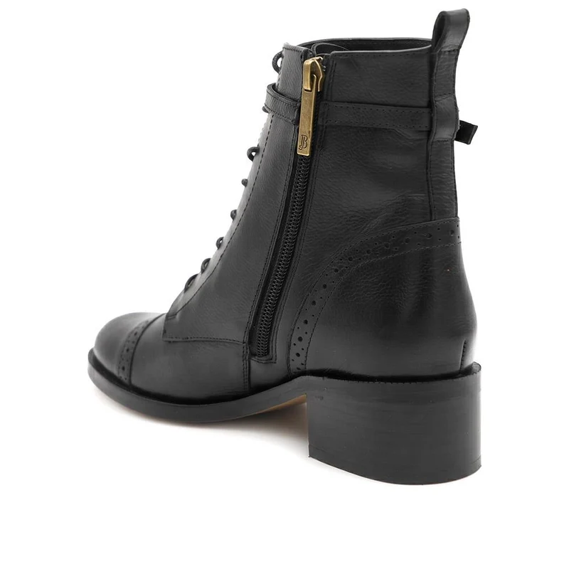 Madie Wide Fit Heeled Leather Ankle Boots - MADIEWIDE / 329 774 - Black Leather