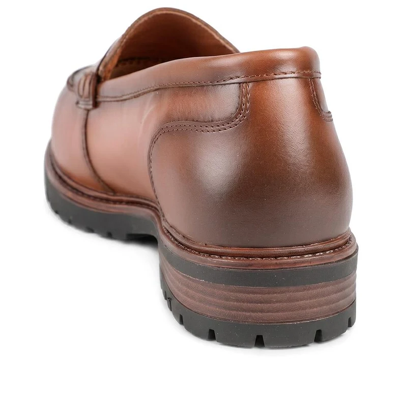 Tabina Tasselled Leather Heeled Loafers - TABINA / 329 426 - Cognac Leather