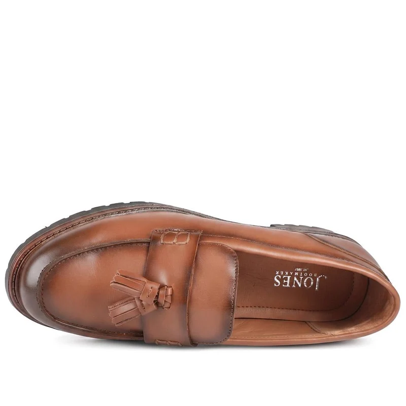 Tabina Tasselled Leather Heeled Loafers - TABINA / 329 426 - Cognac Leather