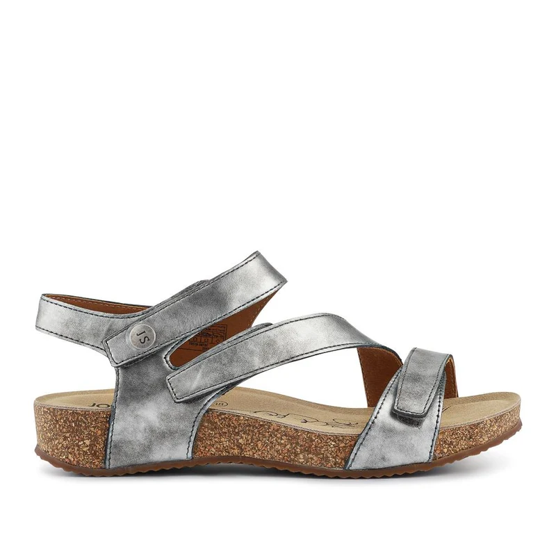 All-Leather Touch-Fasten Sandals - JOSEF41513 / 327 241 - Silver