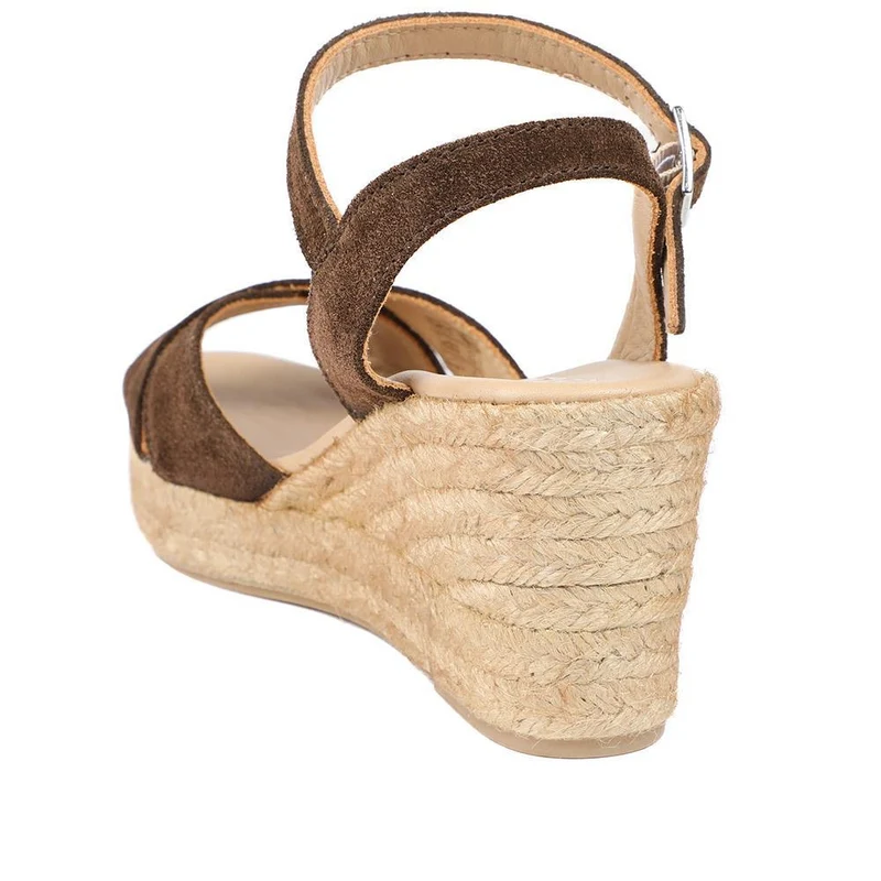 Raelina Leather Wedged Espadrilles - RAELINA / 329 411 - Chocolate Suede