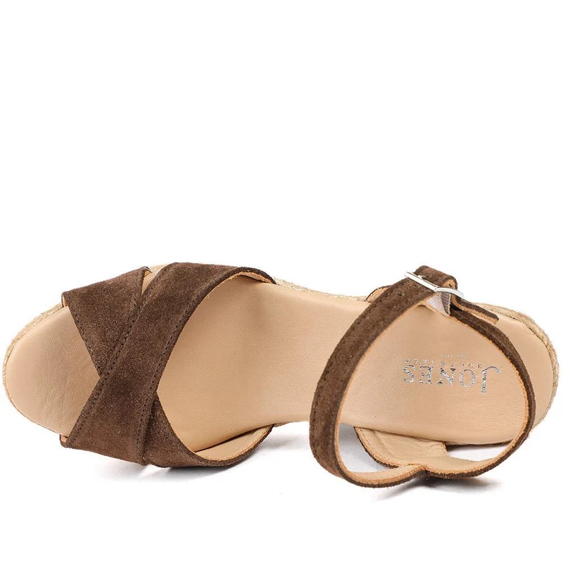Raelina Leather Wedged Espadrilles - RAELINA / 329 411 - Chocolate Suede