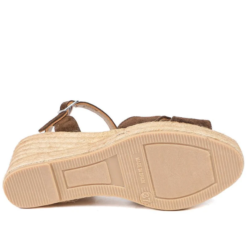 Raelina Leather Wedged Espadrilles - RAELINA / 329 411 - Chocolate Suede