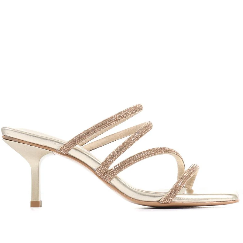 Bertilla Diamante Heeled Mules - BERTILLA / 323 167 - Gold