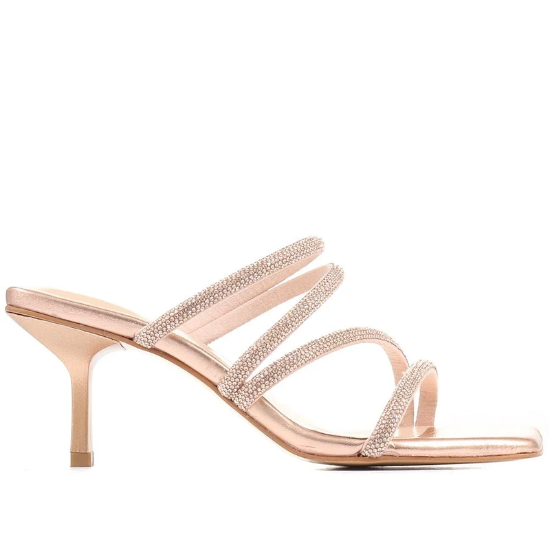 Bertilla Diamante Heeled Mules - BERTILLA / 323 167 - Nude