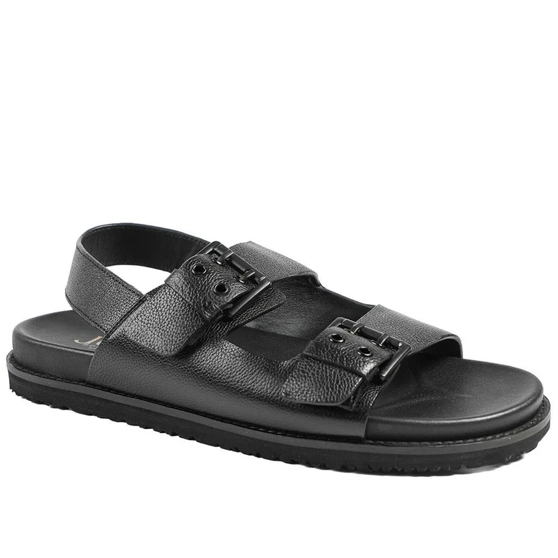 Whitaker Leather Buckle Sandals - WHITAKER / 329 191 - Black Grain