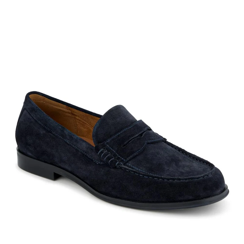 Quadir Slip On Leather Penny Loafers - QUADIR / 328 620 - Navy Suede