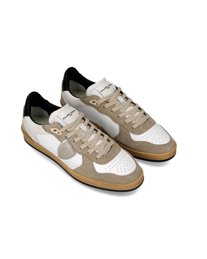 Sneakers Pgal Men, White Beige Black