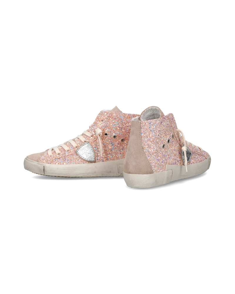 Sneakers Prsx Women with glitter upper, Light Pink