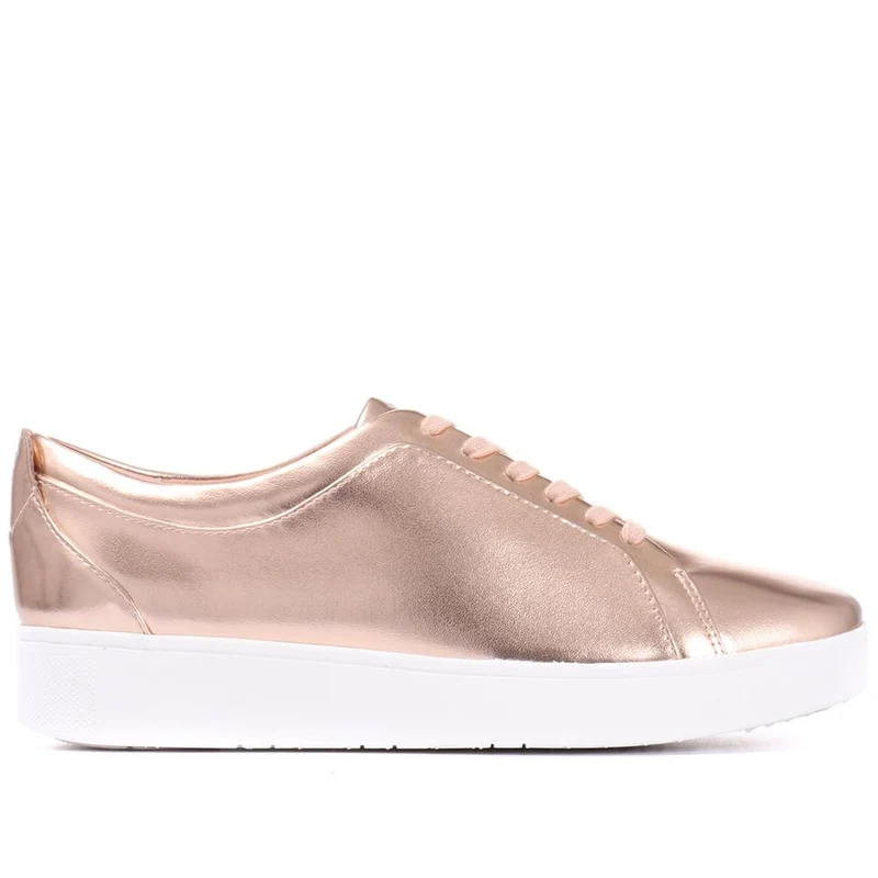 Metallic Lace-Up Sneakers - FITF29549 / 315 298 - Rose Gold