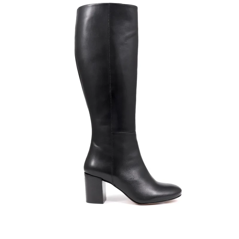 Neptune Long Large Calf Fit Long Leather Boots - NEPTUNELONGL / 326 217 - Black