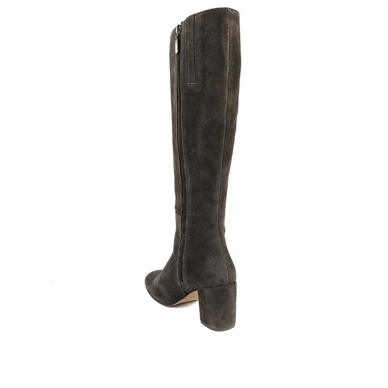 Neptune Long Large Calf Fit Long Leather Boots - NEPTUNELONGL / 326 217 - Chocolate Suede