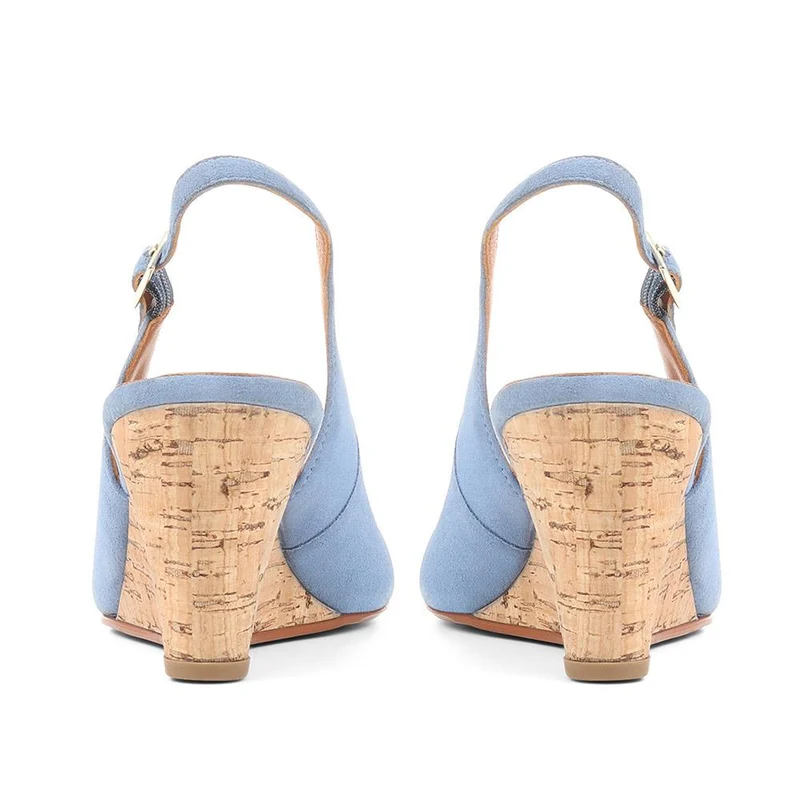 Zahra Leather Wedges - ZAHRA / 323 567 - Powder Blue