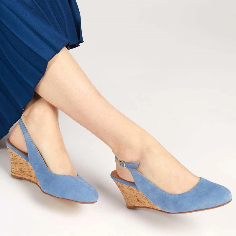 Zahra Leather Wedges - ZAHRA / 323 567 - Powder Blue