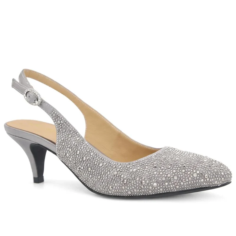 Xosha Leather Stiletto Court Shoes - XOSHA / 330 062 - Silver Sparkle