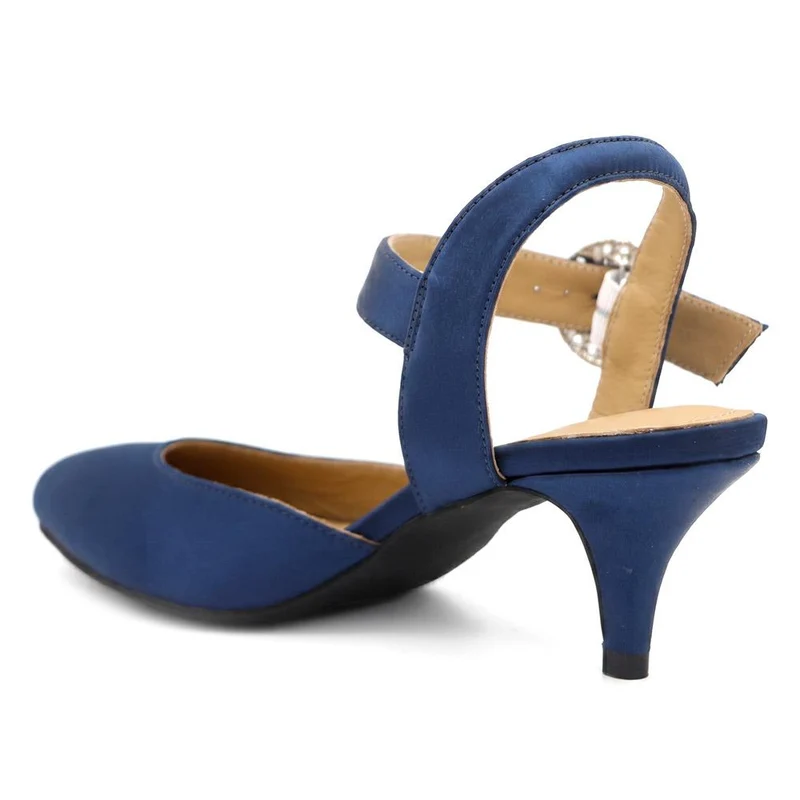 Yuliana Leather Stiletto Heel Court Shoes - YULIANA / 330 063 - Navy Satin