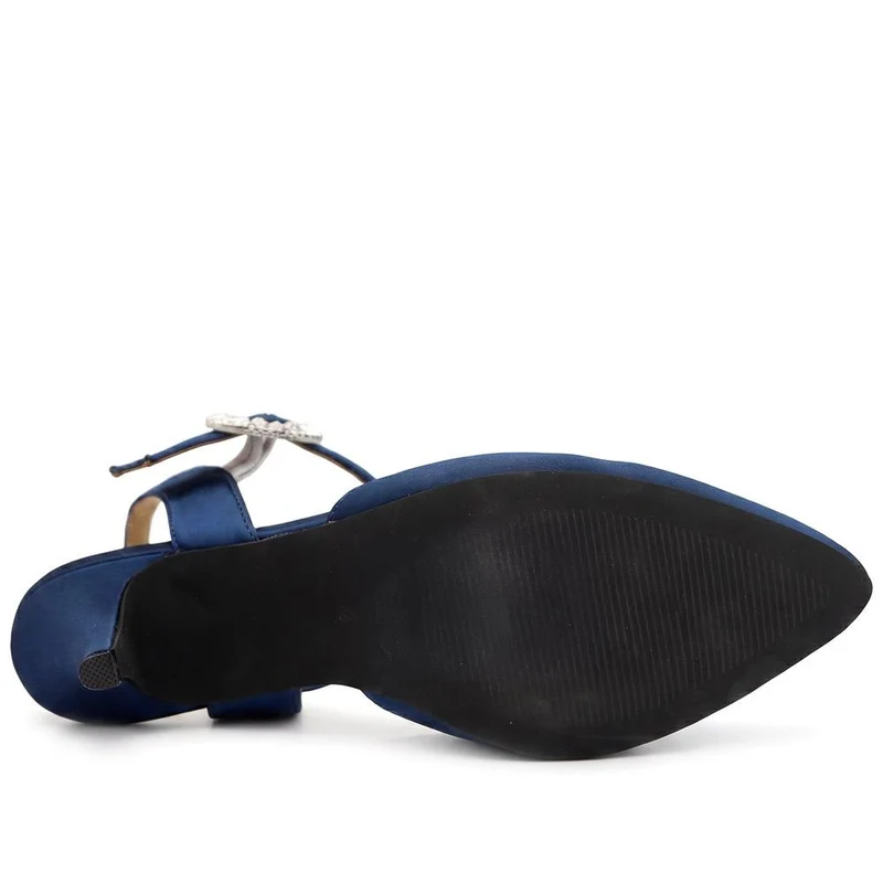 Yuliana Leather Stiletto Heel Court Shoes - YULIANA / 330 063 - Navy Satin