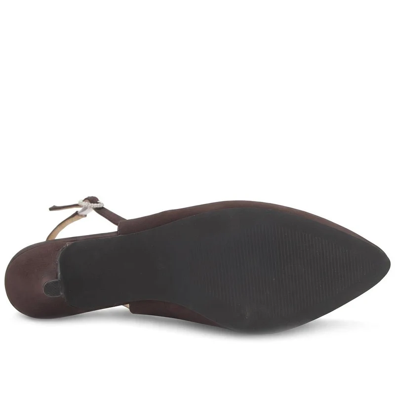Zarah Leather Slingback Court Shoes - ZARAH / 330 064 - Chocolate Satin