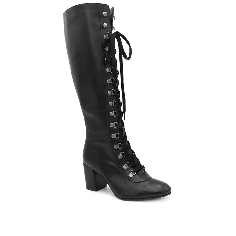 Lianalong Leather Calf Length Boots - LIANALONG / 329 771 - Black Leather