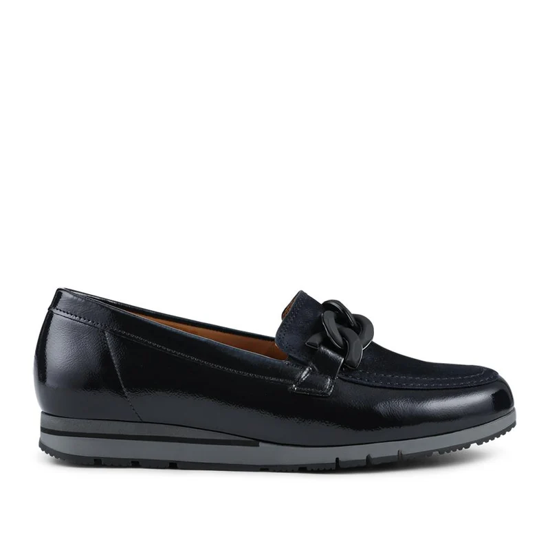 Bea Gabor Leather Chain-Detailed Loafers - GAB42505 / 327 744 - Navy Patent