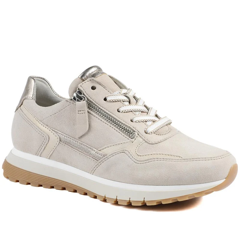 Gabor Hollywell Wide Fit Zip & Lace Trainers - GAB42502 / null - Beige