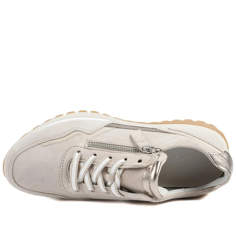 Gabor Hollywell Wide Fit Zip & Lace Trainers - GAB42502 / null - Beige