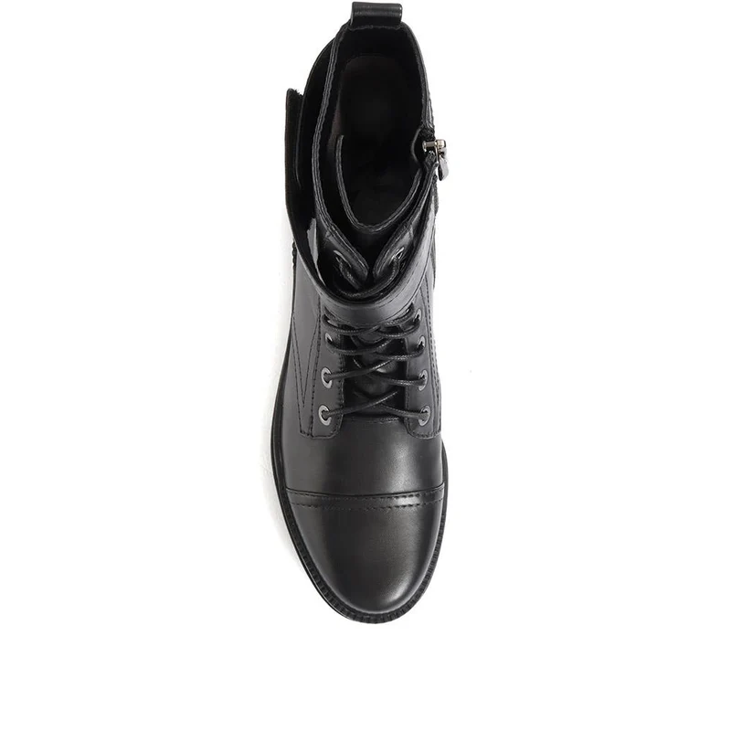 Olga-07 Leather Biker Boots - SINO34500 / 320 491 - Black