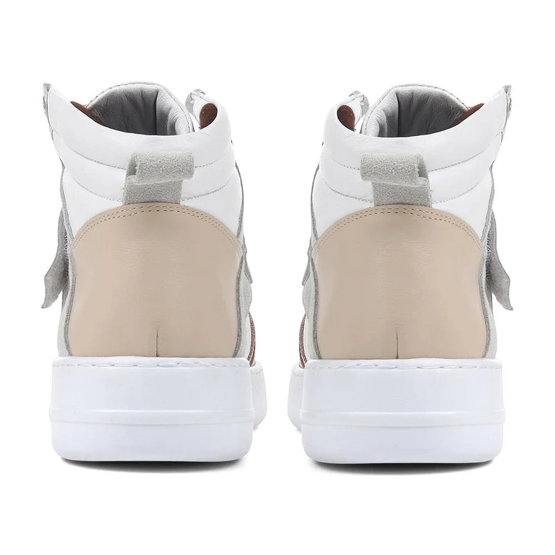 Andra Leather High Top Trainers - ANDRA / 323 090 - Beige-White