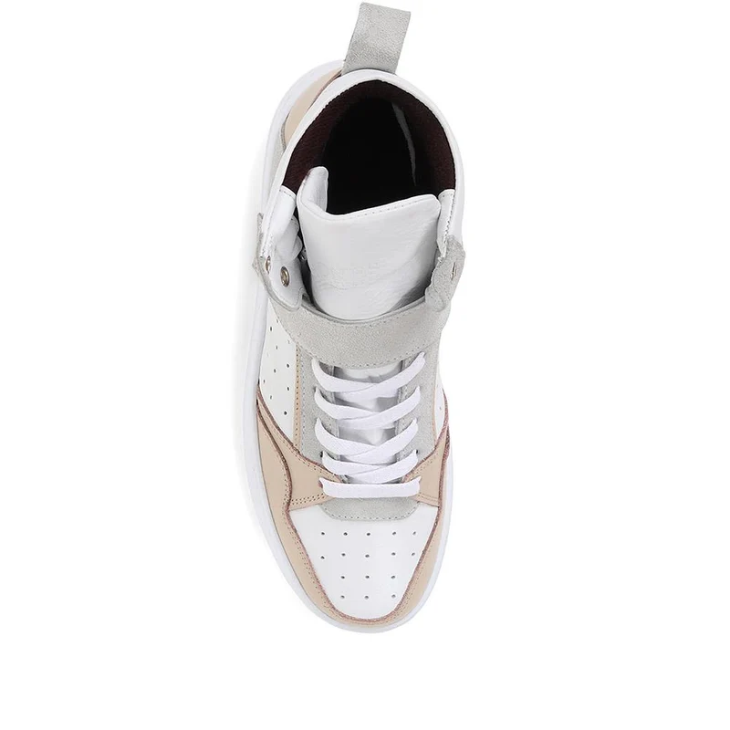 Andra Leather High Top Trainers - ANDRA / 323 090 - Beige-White