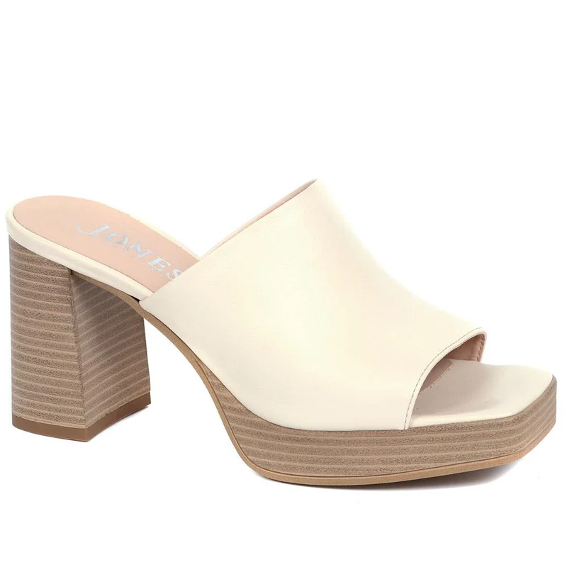 Dominica Leather Heeled Mules - DOMINICA / 323 833 - Cream