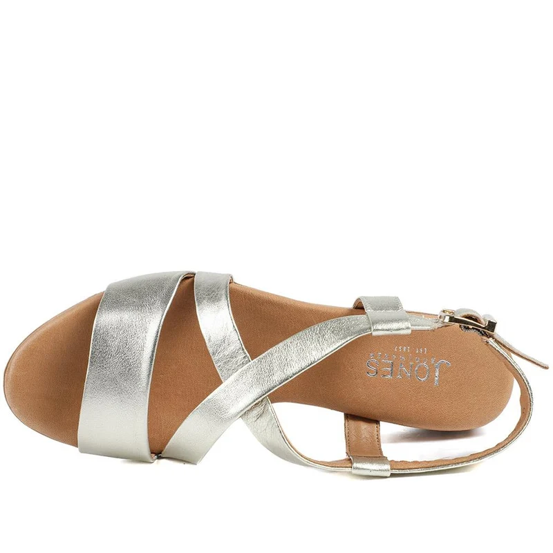 Halston Leather Block Heel Sandals - HALSTON / 329 438 - Gold