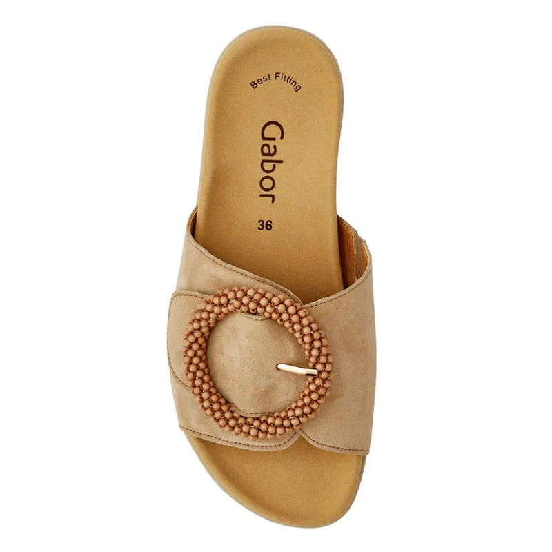 Everly Gabor Leather Chunky Mule Sandals - GAB41507 / 326 988 - Taupe