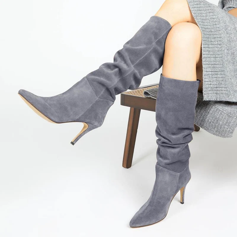 Luz Stiletto Knee High Boots - LUZ / 322 778 - Grey