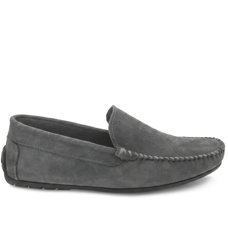Zachariah Leather Slippers - ZACHARIAH / 330 219 - Grey Suede
