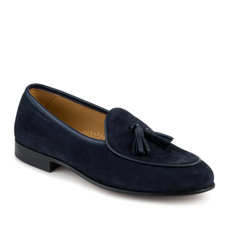 Camillo Smart Leather Tasselled Loafers - CAMILLO / 328 813 - Navy Suede