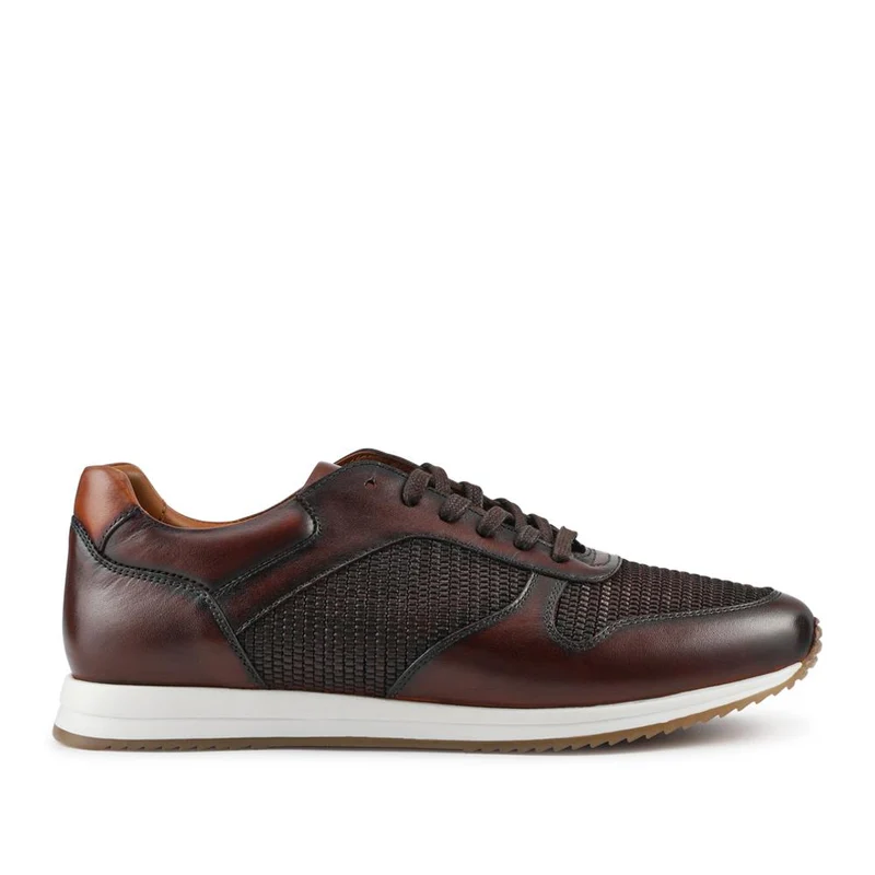 St Louis Casual Leather Lace Up Trainers - STLOUIS / 328 814 - Brown