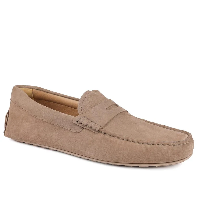 Boss Leather Slip On Shoes - HUGO43503 / 328 697 - Taupe Suede