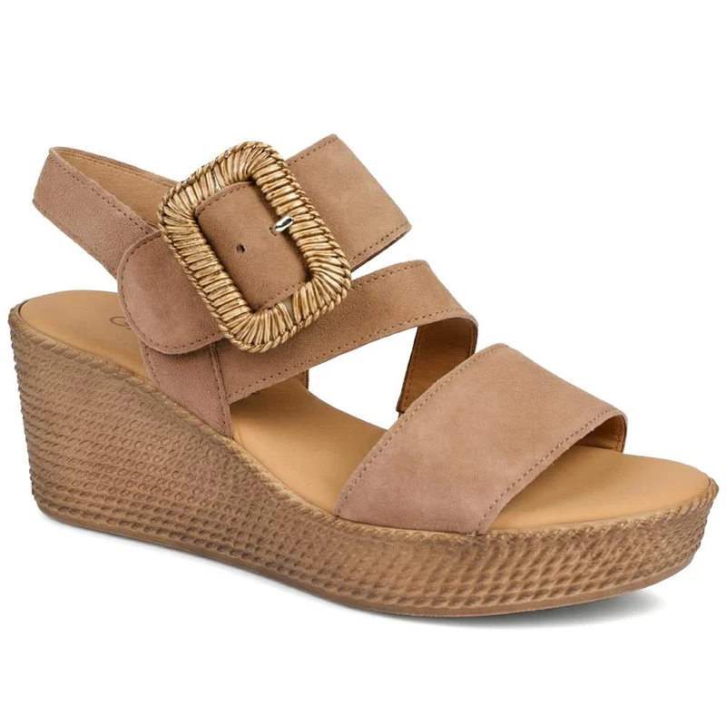 Gabor Embrace Leather Buckled Espadrilles - GAB43521 / 328 870 - Taupe