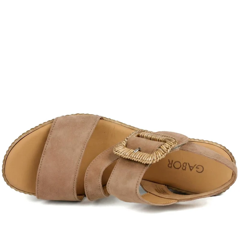 Gabor Embrace Leather Buckled Espadrilles - GAB43521 / 328 870 - Taupe