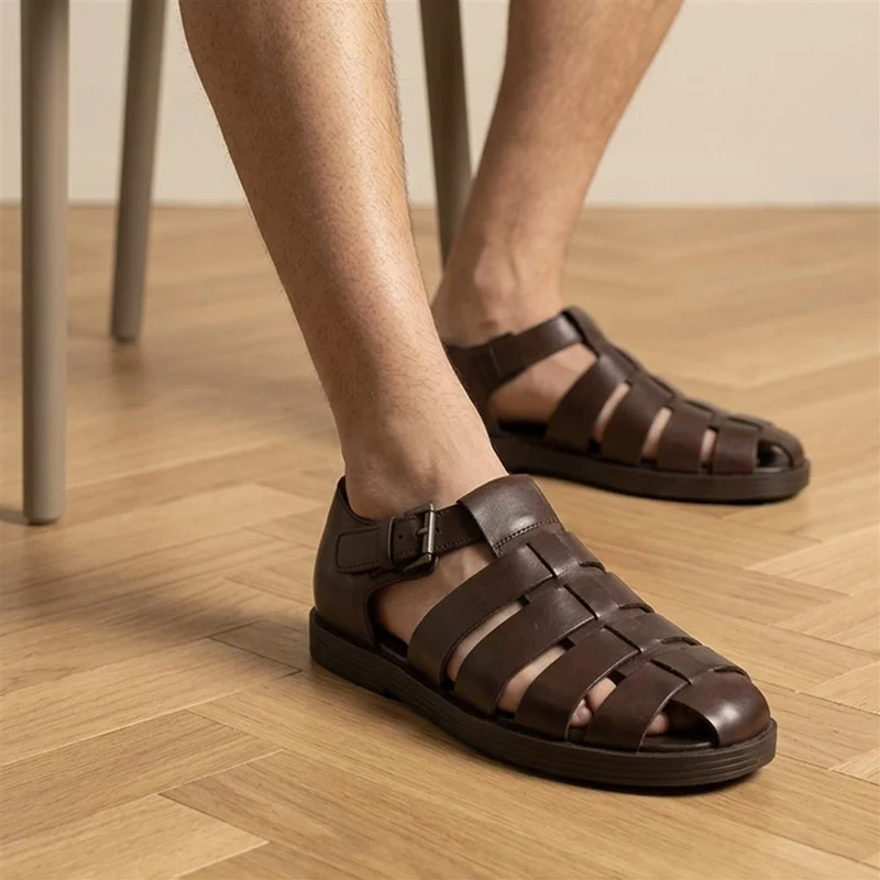 Wandsworth Leather Fisherman Sandals - WANDSWORTH / 329 188 - Dark Brown