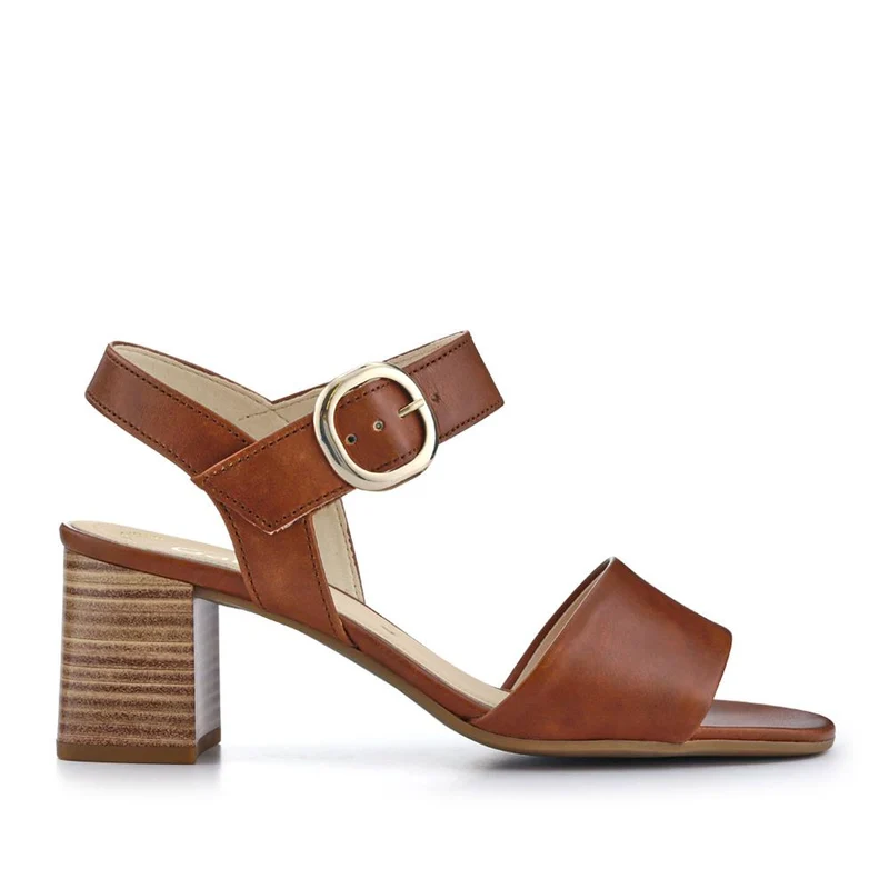 Kruger Smart Leather Block-Heeled Sandals - GAB41516 / 327 010 - Camel