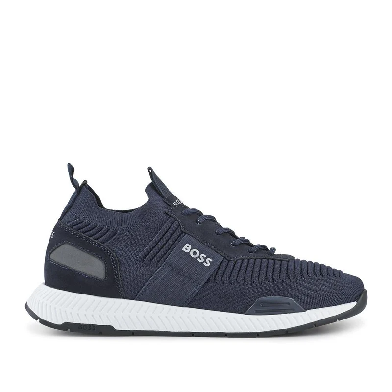 Boss Knitted-Upper Trainers w/ Suede Trims - HUGO41502 / 327 622 - Navy